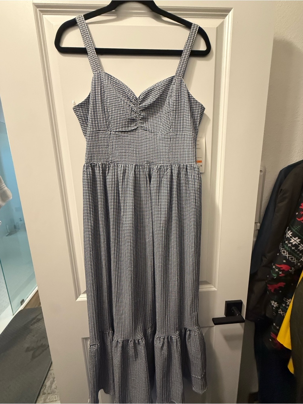Draper James Navy and White Gingham Sleeveless Dress